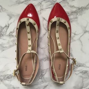 Sole Society Red Stud Flats